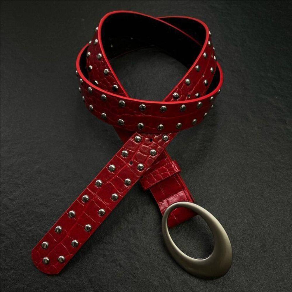 PU Leather Women Niche Belts Rivets Waist Belt Trendy American Retro Belt For Jeans,Skirt