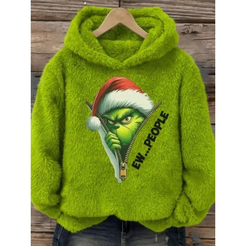 2025 European & American Green Grinch 3D Print Casual Hoodie Sweatshirt