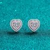 Sterling Heart Stud Earrings Women 5mm Moissanite Zircon Rose Gold Plated Lightweight Fashion Jewelry