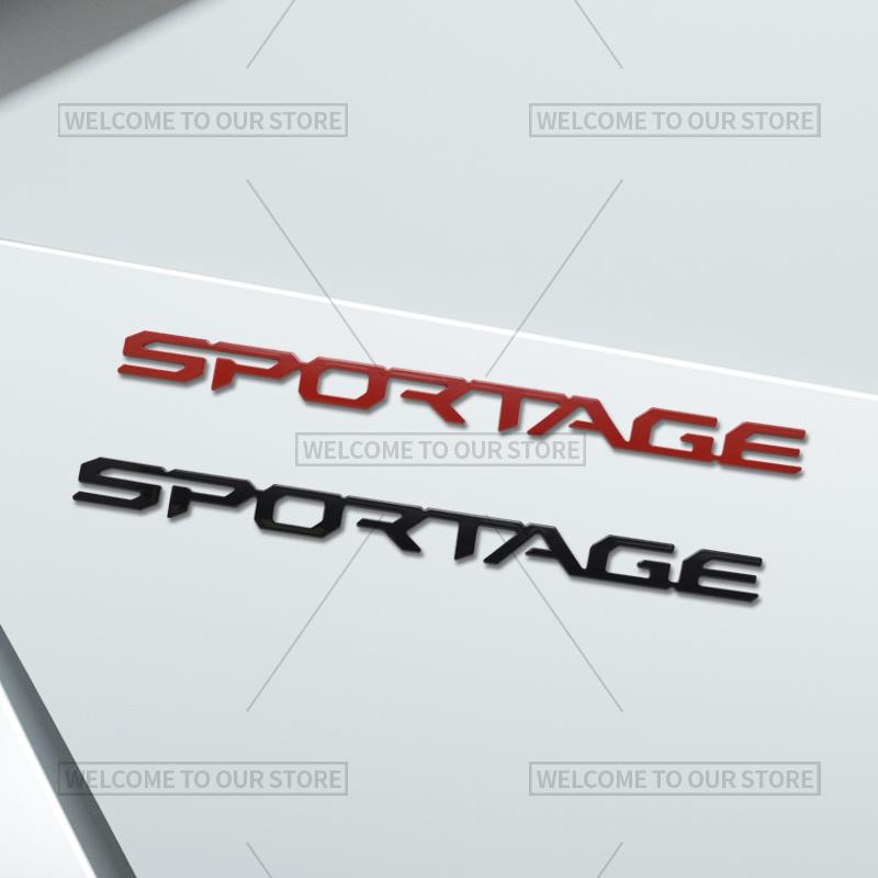 AAAGS1 3D Car Styling For Kia Sportage Letter Emblem HEV LX EX SX SX Prestige Badge Metal Stickers Rear Trunk Decals Auto Accessories
