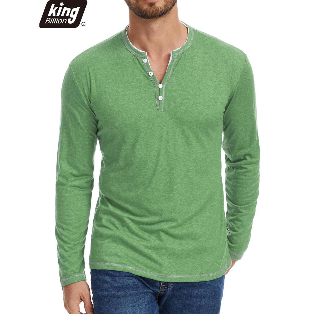 Cotton Small V-neck Henley Shirt Men's Casual Fall Winter Long-sleeved Comfortable Soft Stretch Pullover T-shirt