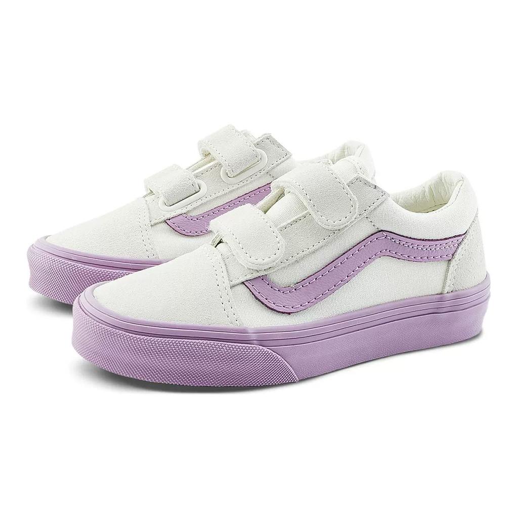 Vans Comfortable Fashionable Durable Low-Top Kids Skate Shoes Kids Sneakers White Purple VN000CYDD45