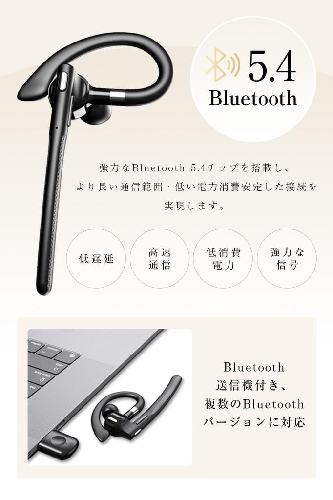 [Nou pentru 2025] Căști Bluetooth, Căști Wireless, Bluetooth 5.4, O singură ureche, 180m Timp de așteptare, Carcasă de încărcare 500mAh, Design cu cârlig de ureche, Baterie LED