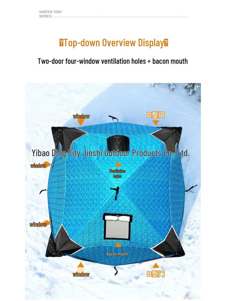 Instant Setup Multi-Person Winter Fishing Tent - Warm, Cold-Proof, Thickened with Four Corner Design