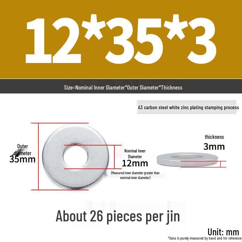 Extra Large Galvanized Metal Flat Washer - Thickened Round Screw Washer M6-M16