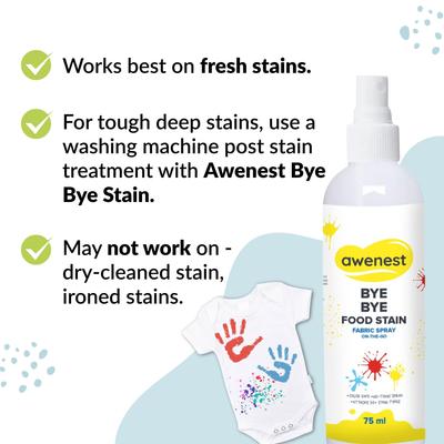 Awenest Fabric Stain Remover Spray | Bye Bye Food Stain | 50+ Stains - 75ml