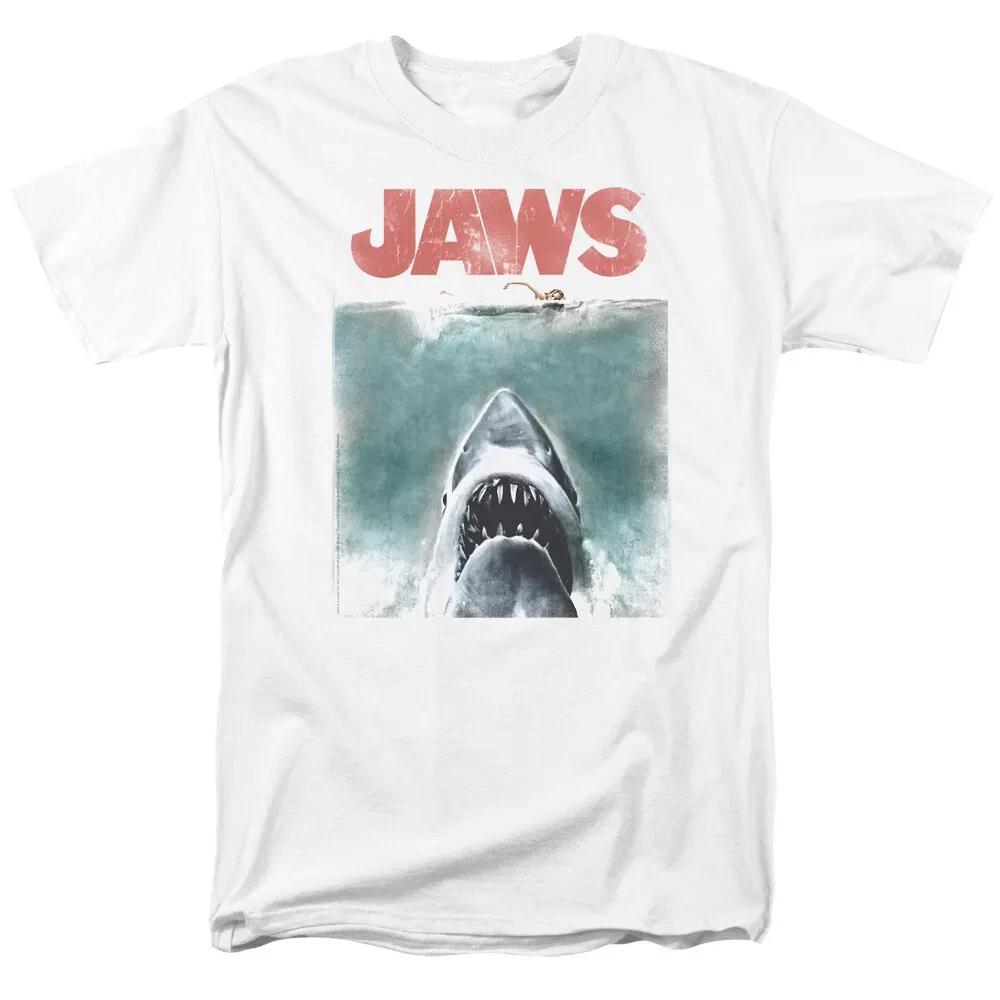 Jaws Vintage Poster T Shirt Licensed Shark Movie Retro Tee Classic Men s T Shirt 4XL