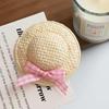 Cute Mini Straw Hat Hair Clips & Hair Ties No Hair Damage Soft Pastel Gingham Bows for Toddler Girls School Daily Wear