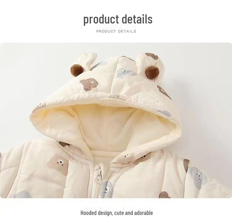 Super Cute Fleece-Lined Infant Jumpsuit – Winter Bodysuit for Newborns