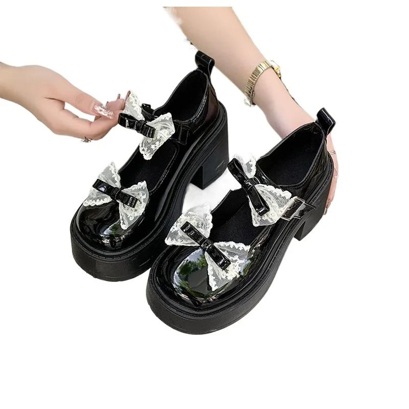 Fashion Shoes for Women 2024 Hot Sale Mary Janes Fashion Butterfly-knot Office and Career New Round Toe Buckle Strap High Heels Zapatos