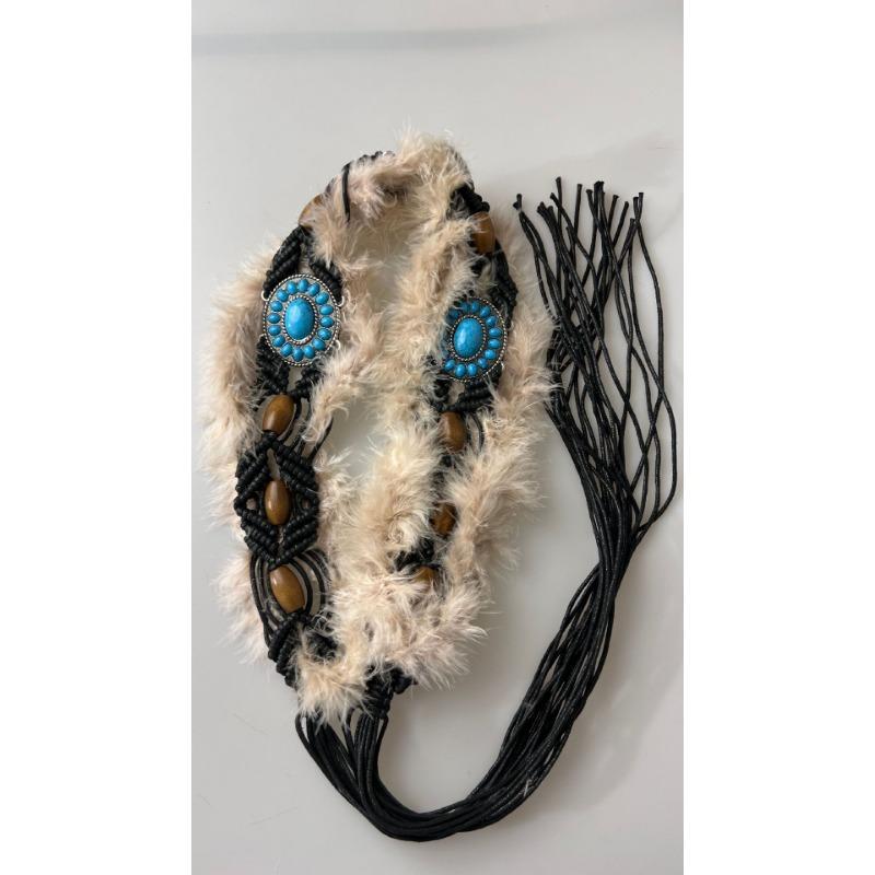 Street Corn-eye Metal Buckle, Furry Patchwork, Niche Belt, Spicy Girl Style, Individual Cinched Waist, Slimming, Versatile Belt