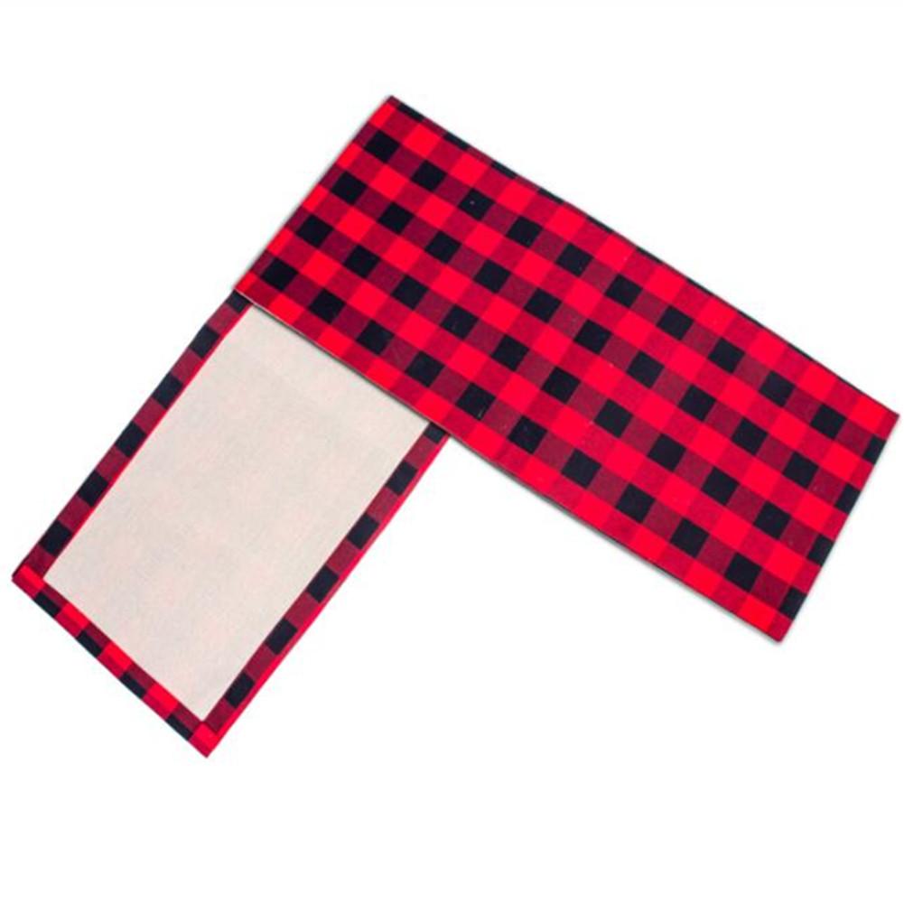 

Double Sided Chequered Linen Table Runner for Christmas Dinner Decorations 36x180cm
