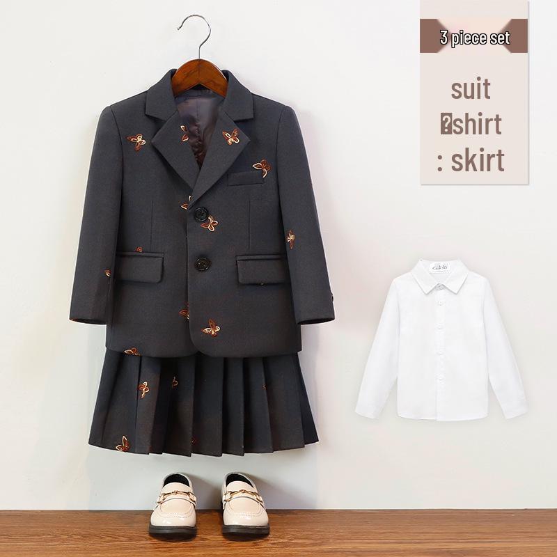 Children's Autumn/Winter Academy Style Suit Set for Boys and Girls - Formal Wear Skirt and Suit for Performances