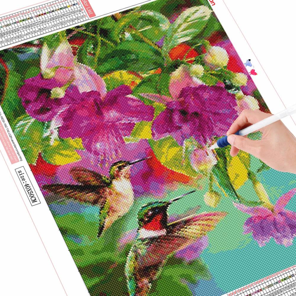 Vollquadratischer runder Bohrer Diamantmalerei Vogel Tier Strass Kit 5D Diamant Stickerei Blume Bastelset Dekor für Zuhause