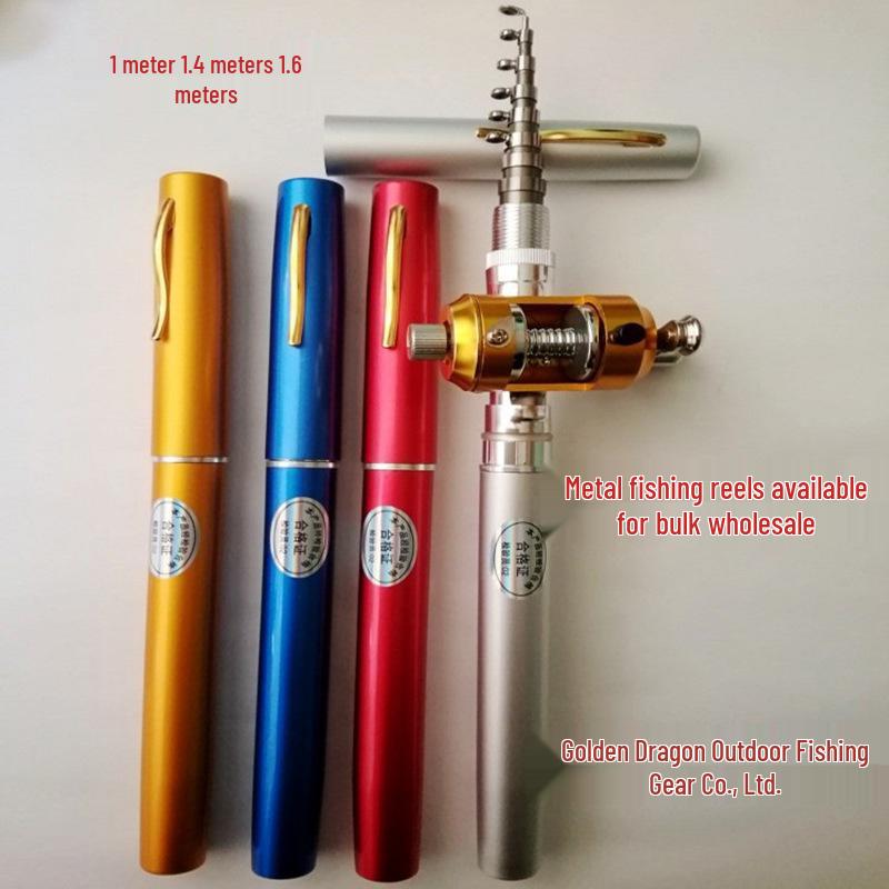 Mini Zestaw Wędkarski Stalowy z Kołowrotkiem Metalowym - Opcje 1m, 1,4m, 1,6m do Wędkarstwa Lodowego