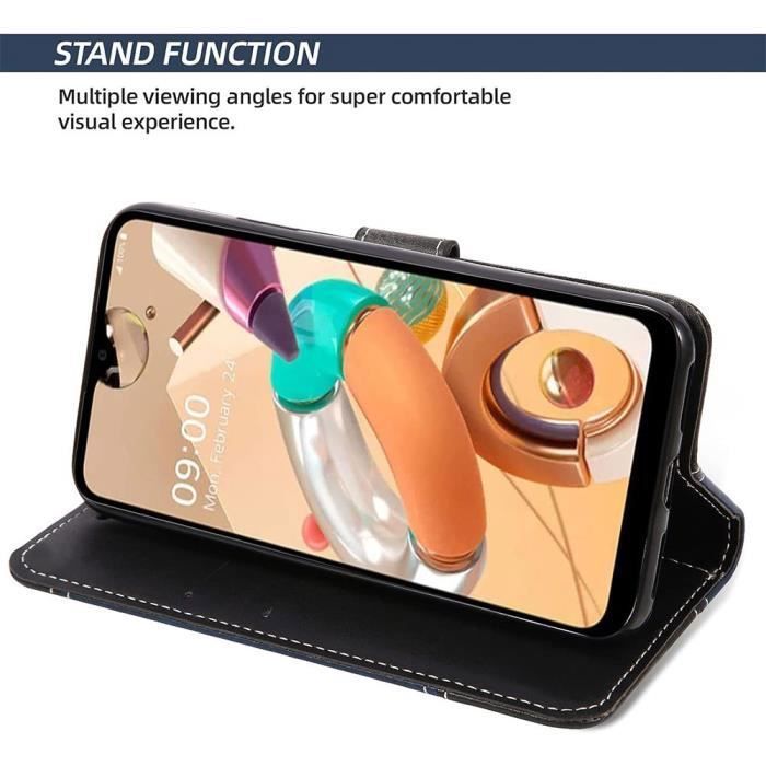Coque pour Samsung Galaxy A52s 5G et A52 5G-4G - BOOLING - Motif vague - Noir - Cuir PU - 2 Verres Trempés