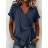 Spring and Summer Cross-border European and American Style Casual Solid Color Stand-up Collar Tie-up Asymmetrical Loose