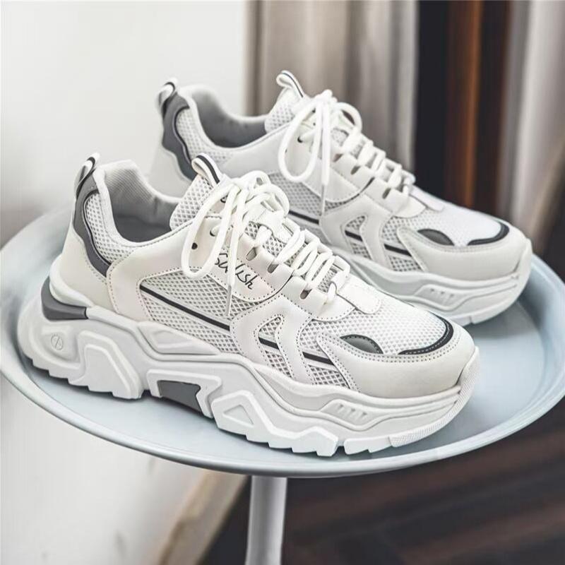 Student thick soled mesh breathable casual sports shoes four seasonal men's outdoor soft sole comfort running shoes male sneaker