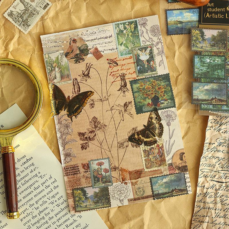 Yuezhen Cute Retro Children's Notebook Stickers - Whole Pack Set