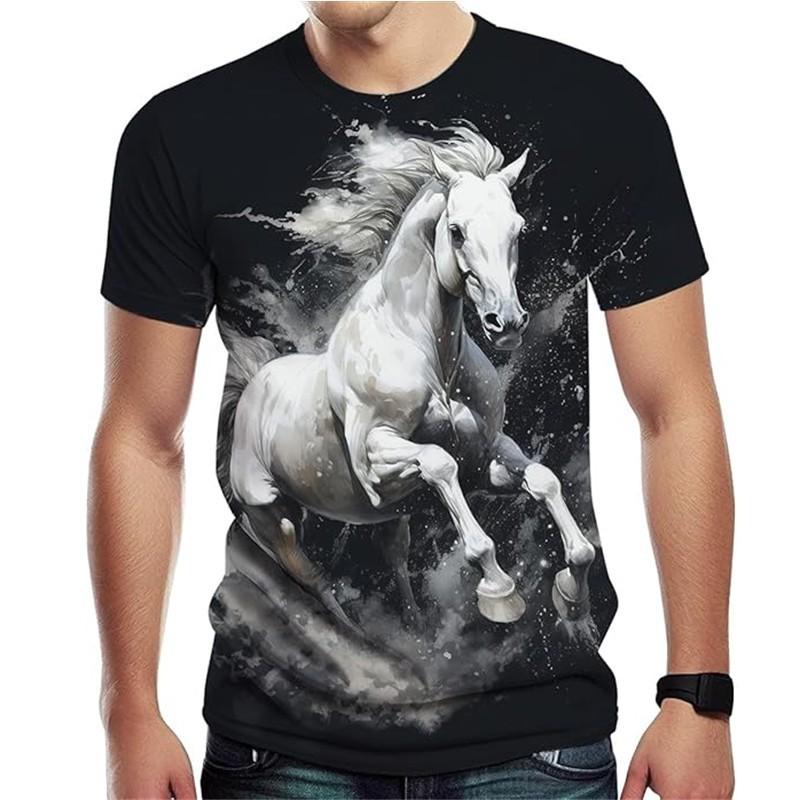 Men s Casual Crew Neck Top Fashion Printed Short Sleeve Loose T-Shirts Men’s XS