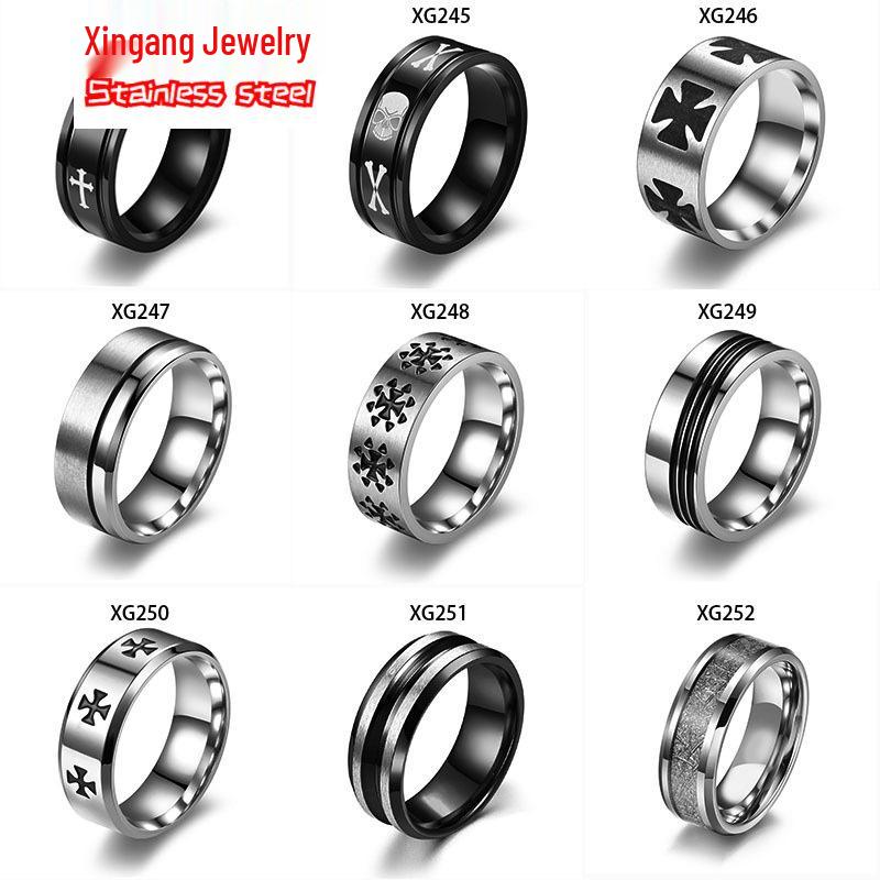 Men's Rotating Cross Titanium Steel Ring - European & American Style Stainless Steel Jewelry