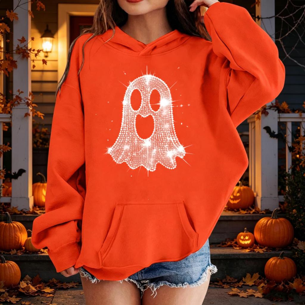 Kids Halloween Printed Hoodie Casual Loose Fit Pullover for Boys Girls Party and Daily Wear