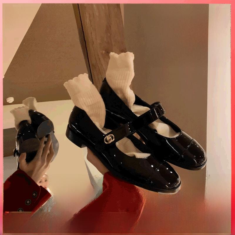 

Мэри Джейн Туфли на плоском каблуке Женские туфли Летние Новые Винтажные Низкий каблук Толстый каблук Маленькие Кожаные туфли Удобные Повседневные Модные 35