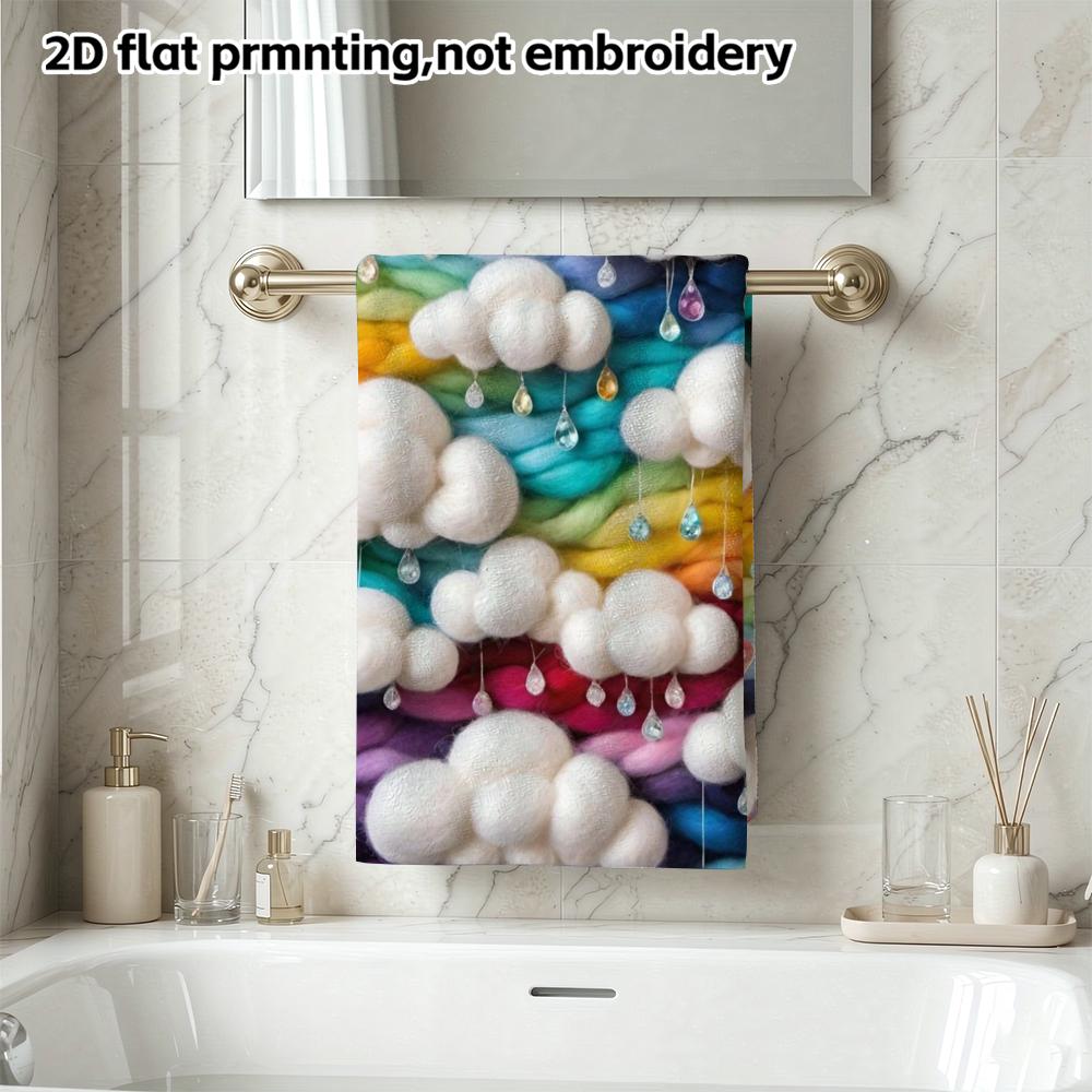 Wool Felt Cloud Raindrop Quick Dry Towel, Handmade Style Soft Bath Towel