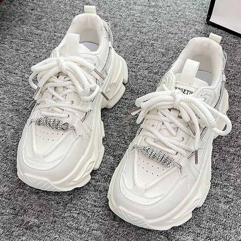 

Женские модные кеды для скейтбординга Женские повседневные кроссовки на толстой подошве, увеличивающие рост, новые на шнуровке, нескользящие, удобные 40 бежевый