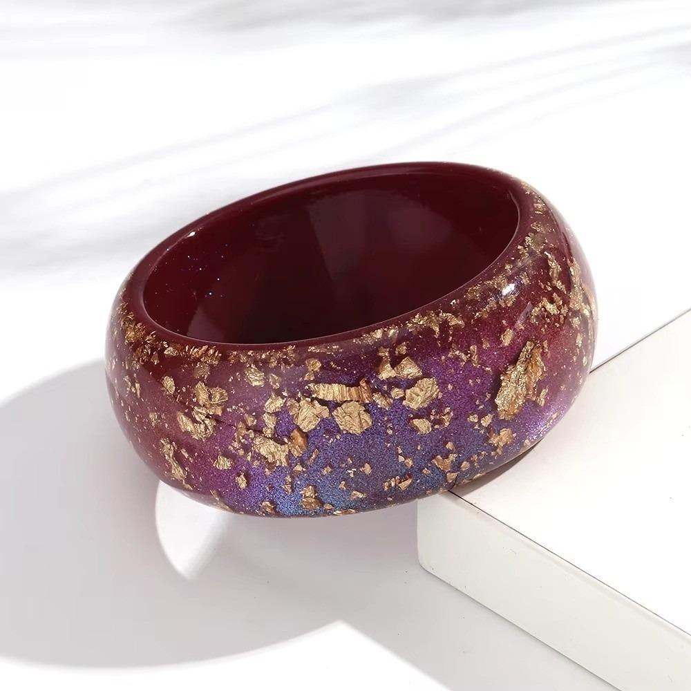 Gold Foil Round Bangles Glitter Resin Bangles Trendy Wide Bangles  for Women
