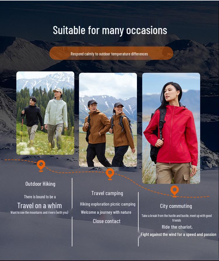 Men's 75D Unisex Fleece Softshell Hooded Mountaineering Jacket