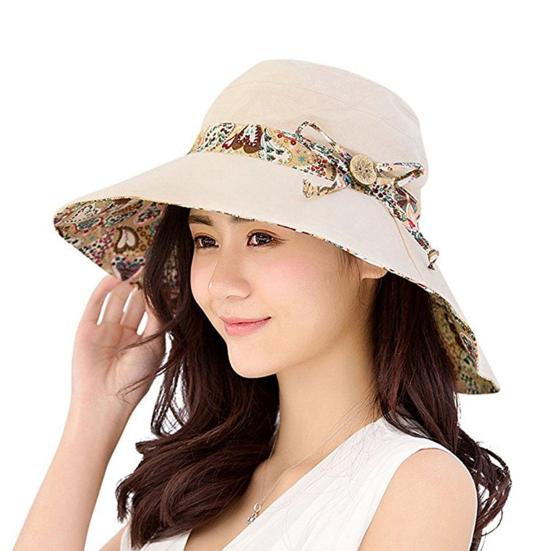 Hat Foldable Breathable Cotton Reversible Foldable Cap for Summer