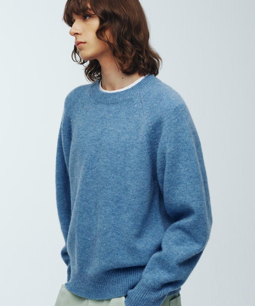 KNITTED Shaggy Dog 100% Wool Round Knit Blue