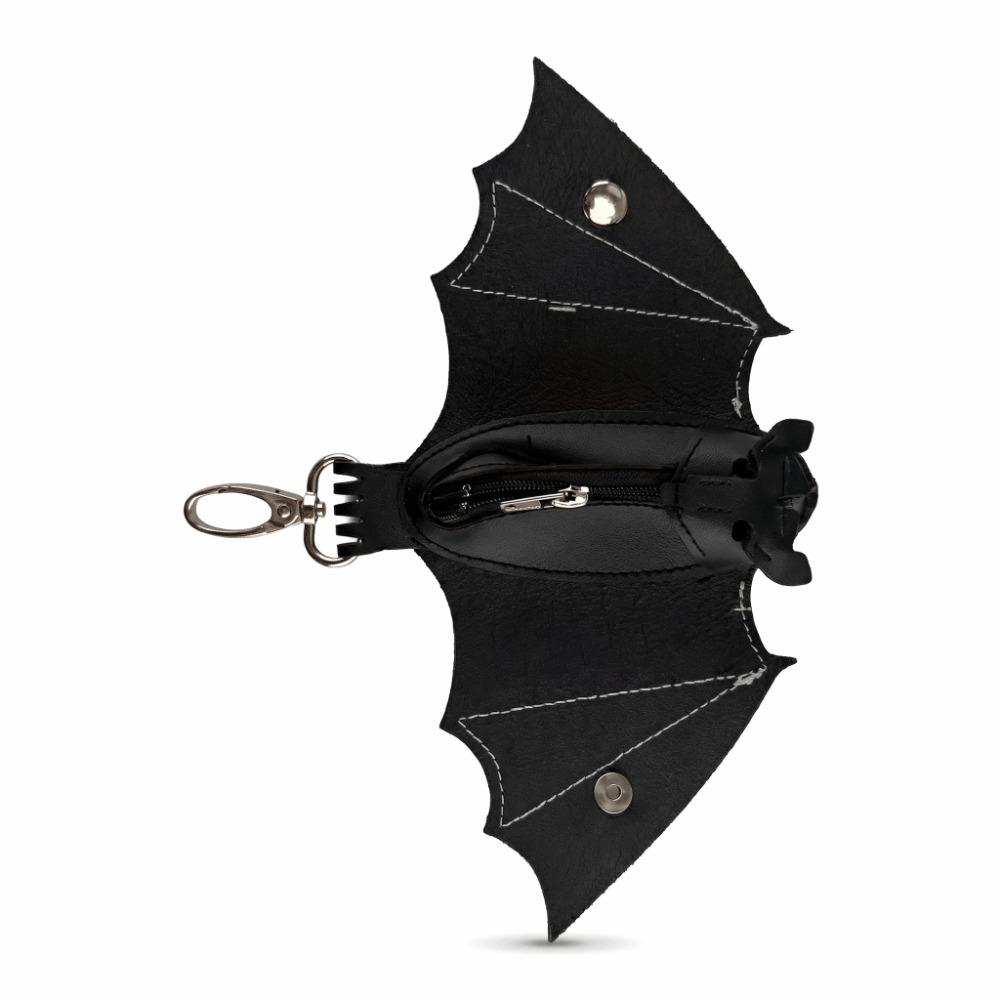 Creative Bat Wallet Keychain Coin Purse Leather Bat Keychain Funny Halloween Bat Pendant Key Decor