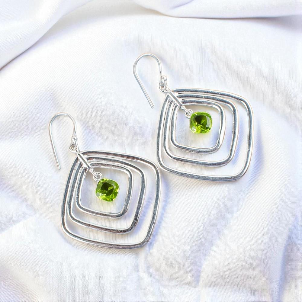 Peridot Gemstone 925 Sterling Silver Jewelry Handmade Drop/Dangle Earrings2.44" EE-71-9