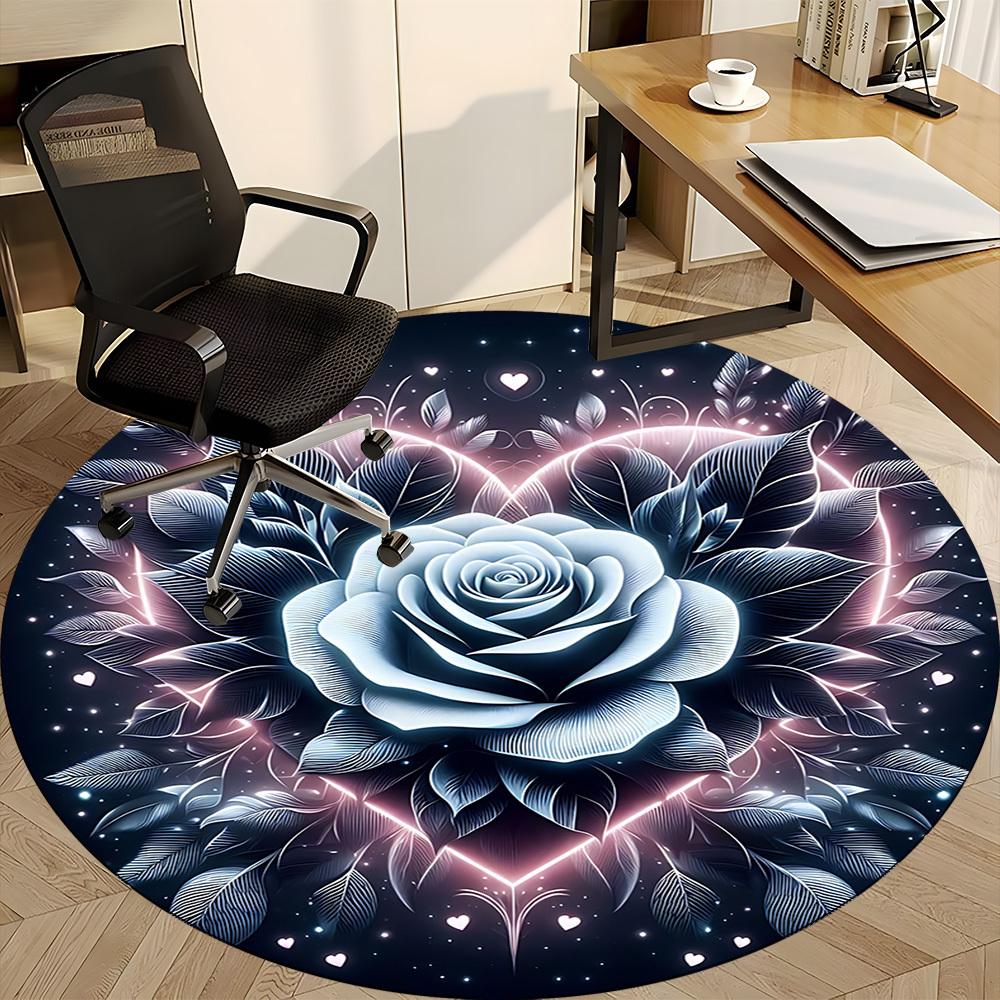 1pc Floral MandalaChair Carpet for Office, Indoor Non-Slip Washable Polyester Fiber Carpet, Mat For Office, Machine Washable