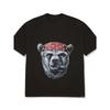 White T Shirt Bear Head With Red Bandana And Cigar Graphic Print Casual Streetwear For Men And Women