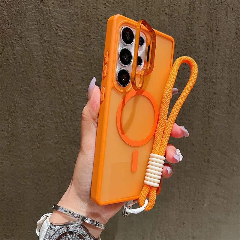 Magnetyczne matowe etui do Samsung S25 Ultra/S24 FE ze stojakiem na obiektyw