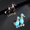 Vintage Duck Brooch for Men and Women Blue Fashion Rhinestone Enamel Bird Clothing Jewelry