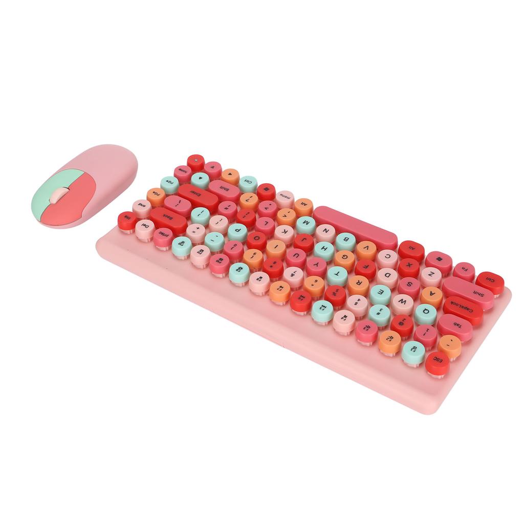 Keyboard Mouse Combo Wireless 86 Keys Cute Colorful Appearance Multimedia Buttons Light Quiet 2.4G Keyboard Mouse for PC