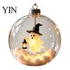 Dormitory Festive Accessory Halloween Glowing Sphere, Lighted Clear Ball Ornament, Cute Witch Seasonal Home Decoration Cat, LED Hanging for