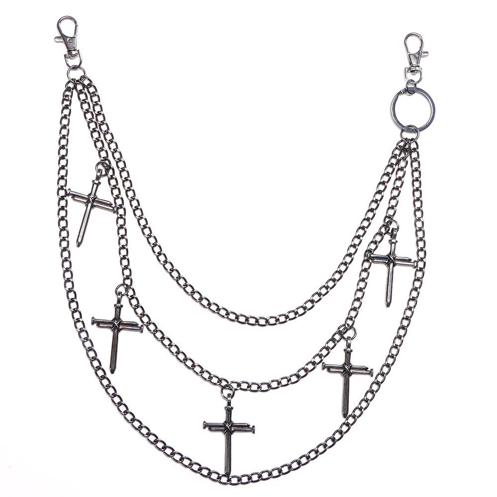 

Hip Hop Cross Studded Chain Belt For Men And Women Urban Street Style чёрный