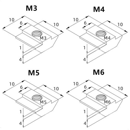50pcs M5 T-Slot Slider Nuts, T-Nuts for 20-Rail Aluminum Frames, Carbon Steel, Aluminum Profile Accessories