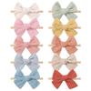 10Pcs Solid Bow Headband Set for Baby Girls Soft Elastic Nylon born Toddler Hair Bands Handemade Headwear Accessories