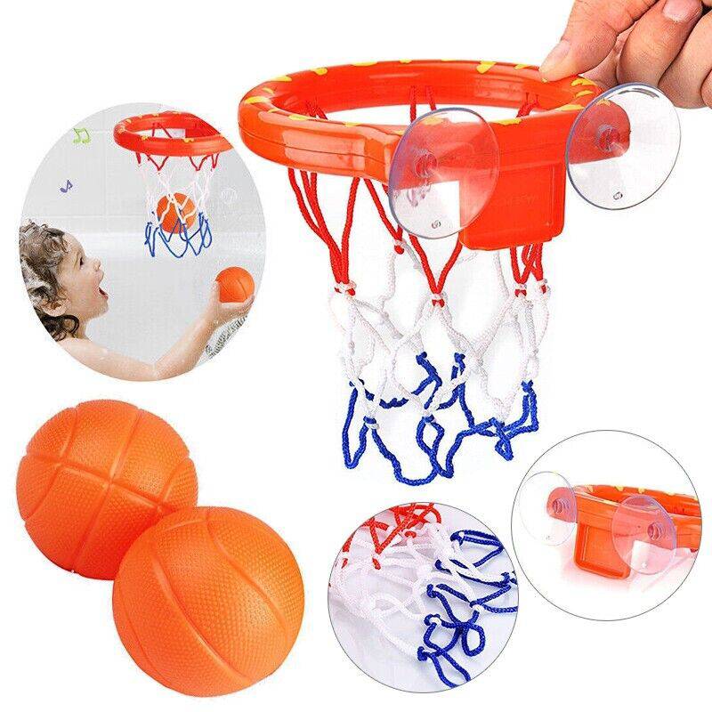 4Pcs Bathroom Shooting Game Toy Bathtub Basketball Hoop Set Fun Kids Bath Toys With 3 Balls Gift For Toddler Kids Children Baby