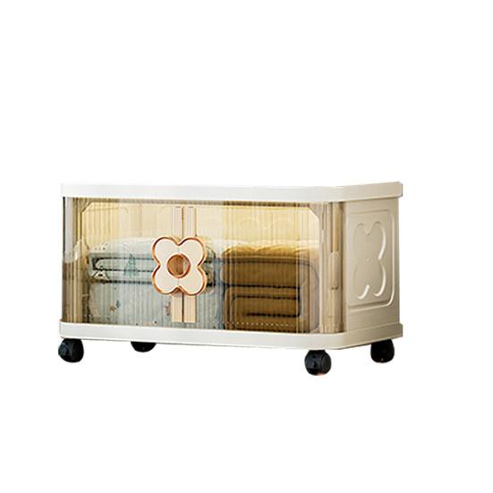 Yousheng Stackable Storage Bins Foldable Storage Boxes Collapsible Storage Bins with Doors And Wheels Rolling Multi-tier Folding Cabinet for Home