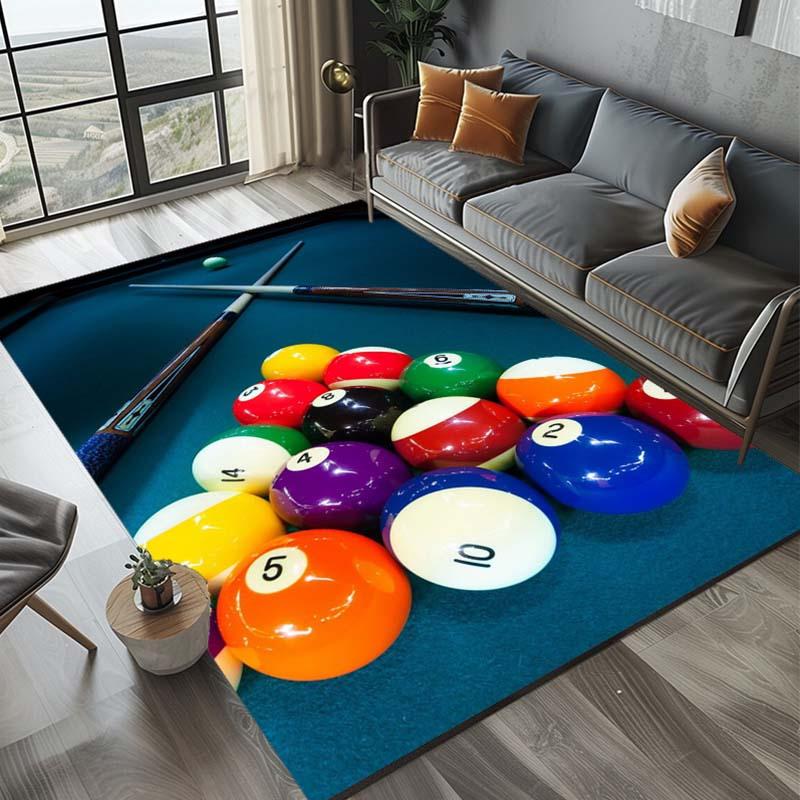 Billiard Ball Rug - Sports Themed Living Room Decor | Pool Table Design Area Rugs | Fun Home Accessories