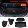 For Tesla New Model Y Juniper 2025 Launch Rear Trunk Double Layer Storage Box & Side Storage TPE Bins Organizer Stowing Tidying
