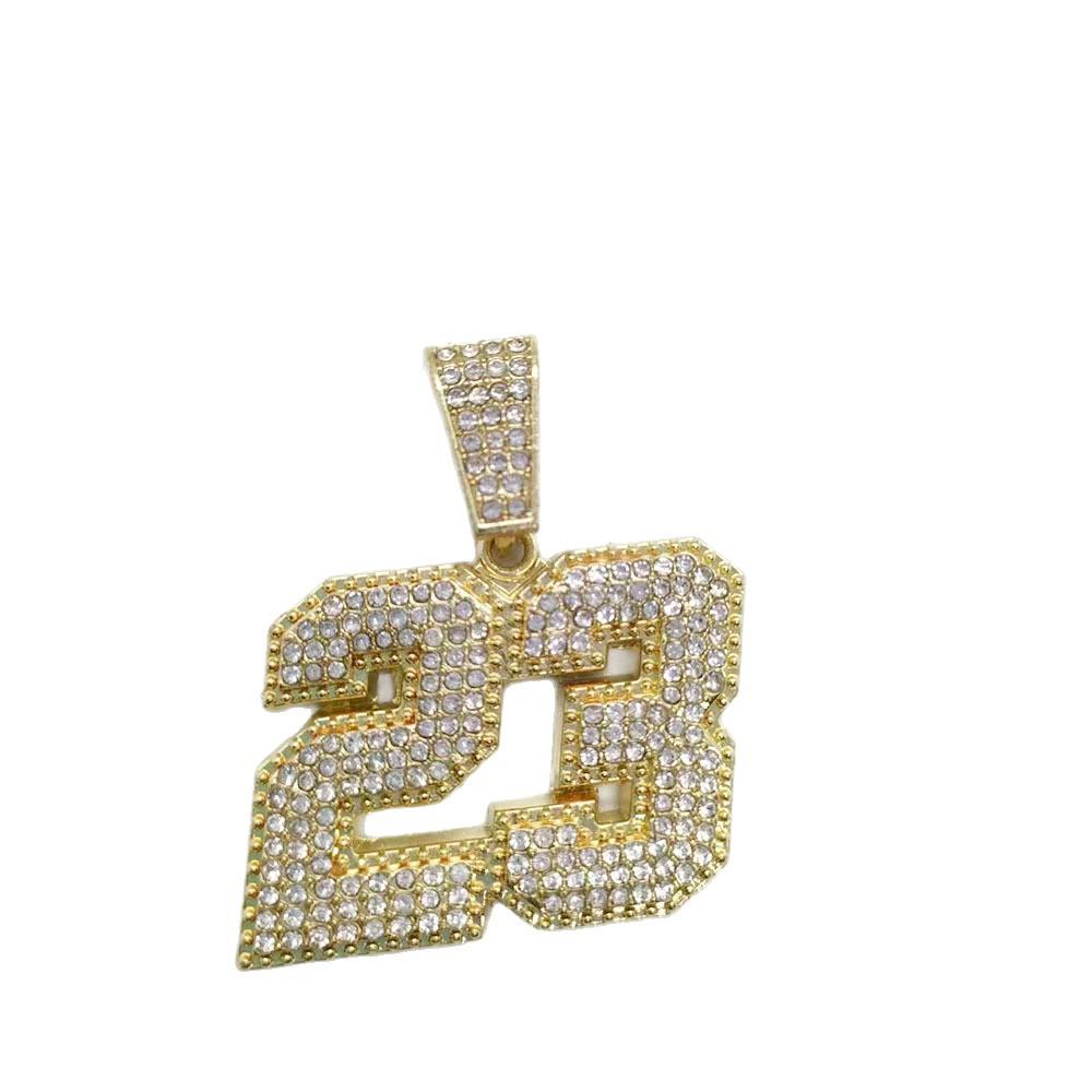 Cristiano Ronaldo Rhinestone Jersey Pendant Gold-Plated Cuban Necklace
