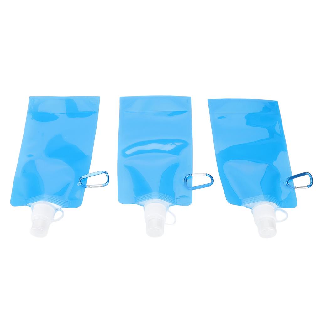 Collapsible Water Bottle Multifunction BPA Free PE Soft Water Bottle for Outdoor Travel Camping 700ml Blue